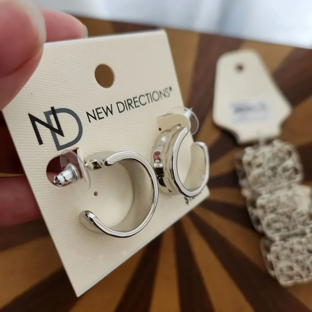 New Directions Jewelry Bundle Lot Hoop Earrings Silver Bracelet NWT Fashion